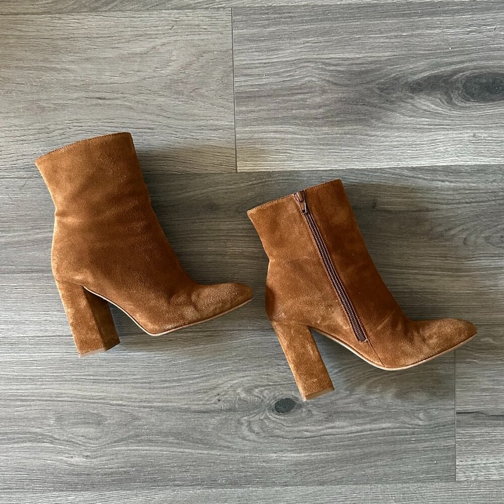 Karen Millen Suede/Leather Heeled Ankle Boot in Camel - Size U.S. 5/EU 36